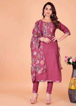 Wine Ethnic Kurta Set