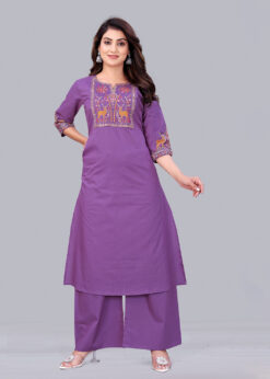 Surili Purple Dabu Cotton Embroidered Kurta for Women Handcrafted Ethnic Wear