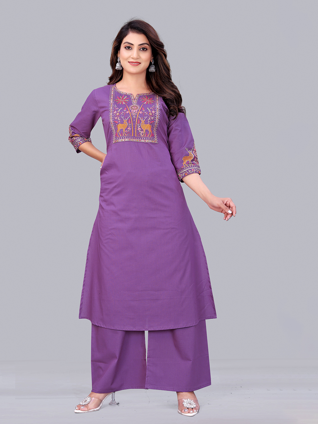 Surili Purple Dabu Cotton Embroidered Kurta for Women Handcrafted Ethnic Wear