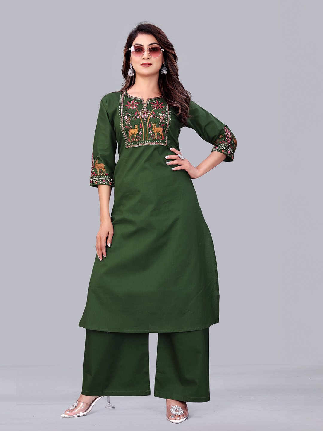 Surili Green Dabu Cotton Embroidered Kurta for Women Ethnic Kurti for Daily, Office & Festive Wear - Image 2