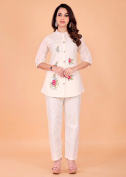 Surili Off White Khadi Cotton Embroidered Tunic Kurta for Women Ethnic Wear