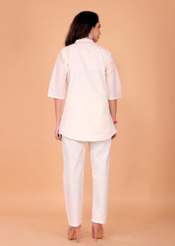Alternative view of Surili Off White Khadi Cotton Embroidered Tunic Kurta for Women Ethnic Wear
