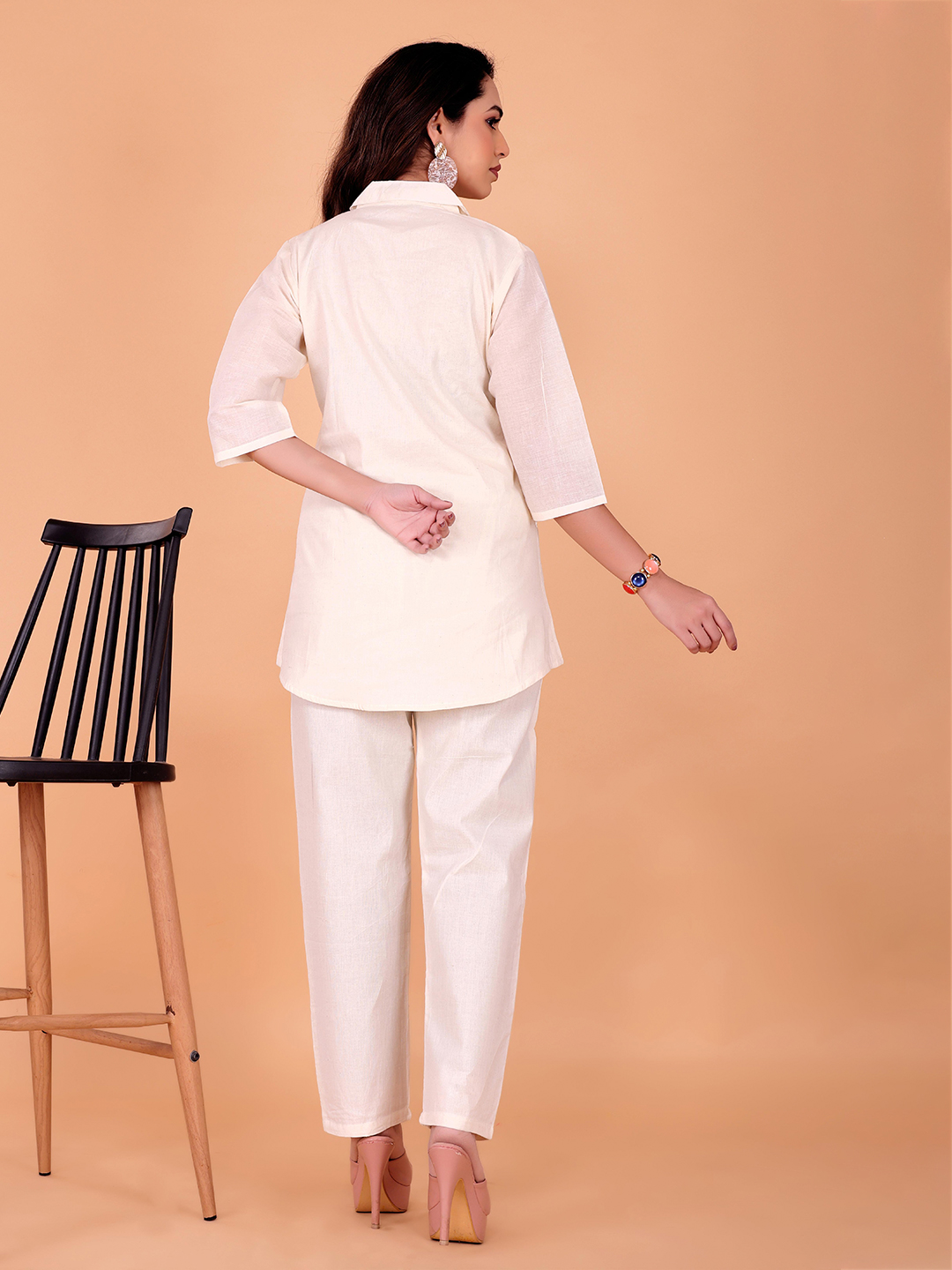 Surili Off White Khadi Cotton Embroidered Tunic Kurta for Women Ethnic Wear - Image 3