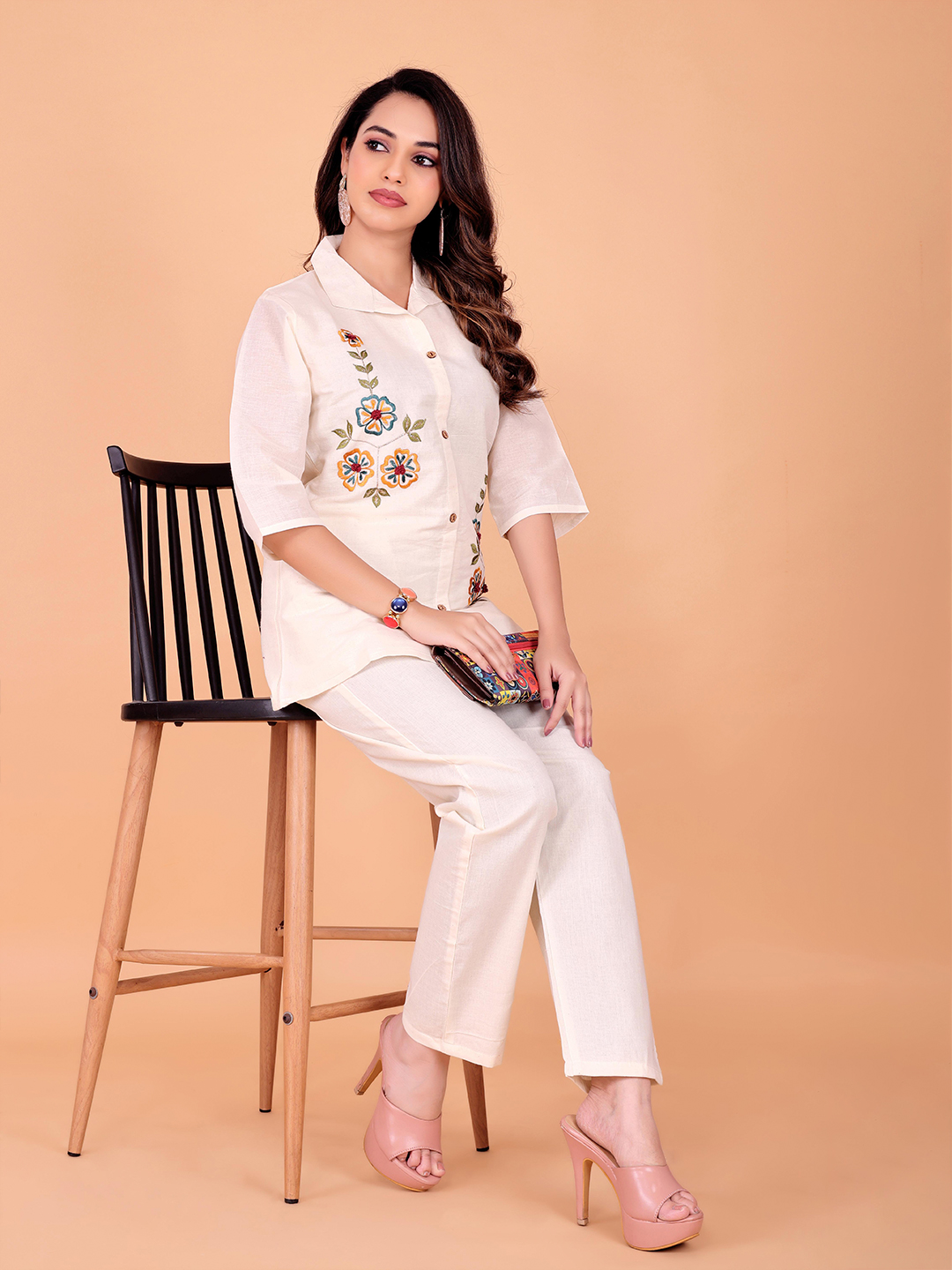 Surili Off White Khadi Cotton Embroidered Tunic Kurta for Women Ethnic Wear - Image 5