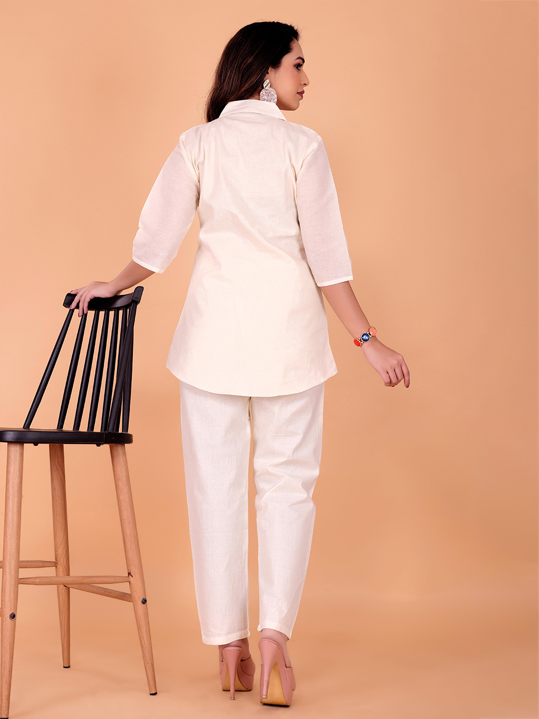 Surili Off White Khadi Cotton Embroidered Tunic Kurta Ethnic Wear - Image 3