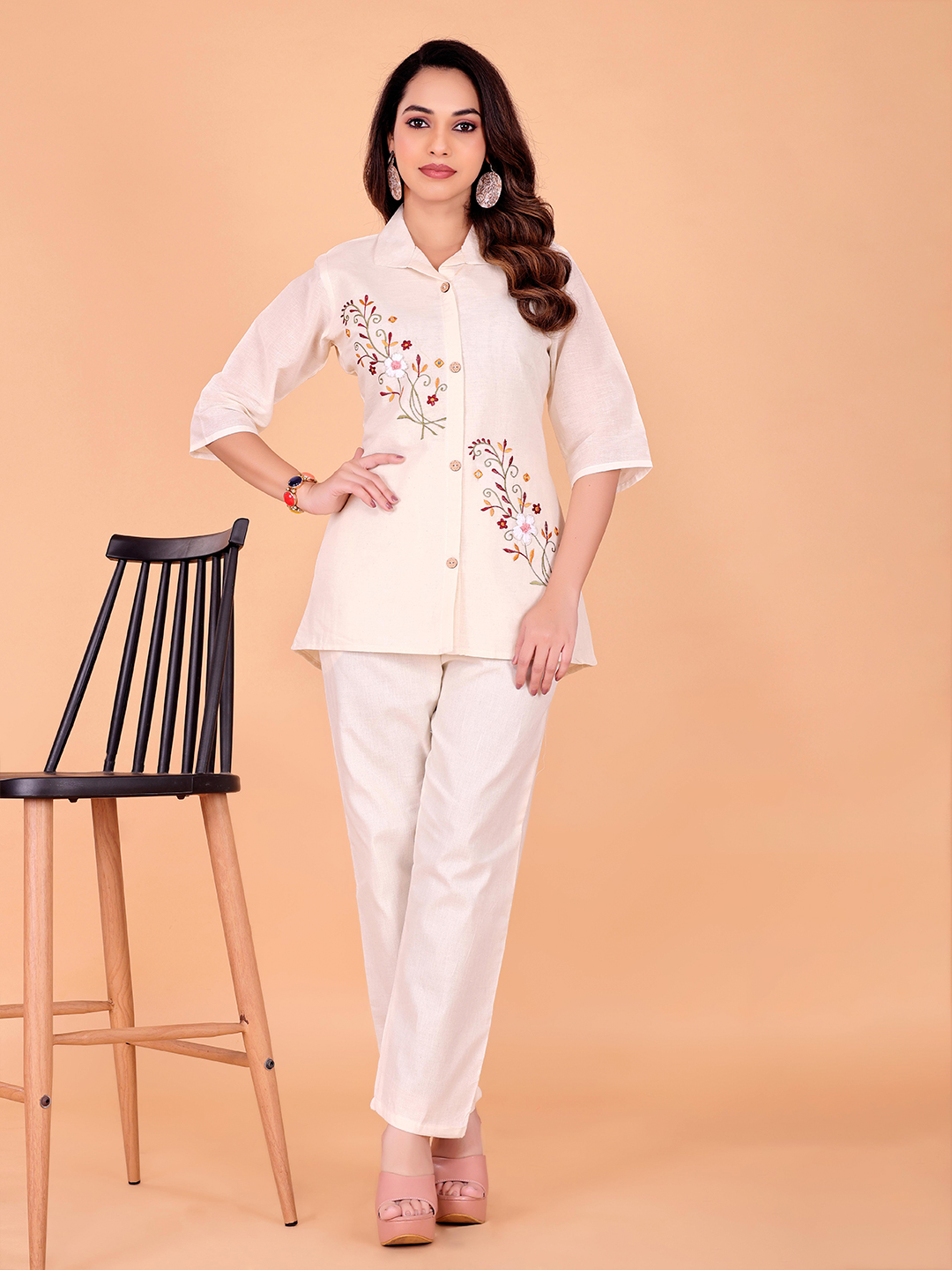 Surili Off White Khadi Cotton Embroidered Tunic Kurta Ethnic Wear - Image 4