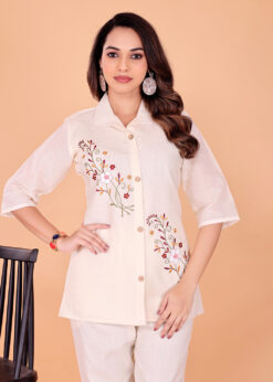Surili Off White Khadi Cotton Embroidered Tunic Kurta Ethnic Wear