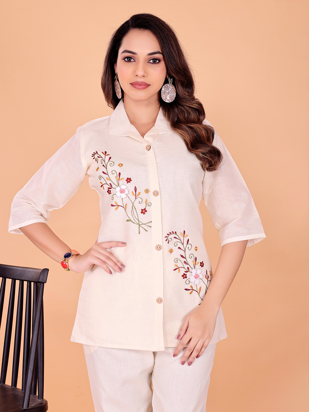 Surili Off White Khadi Cotton Embroidered Tunic Kurta Ethnic Wear