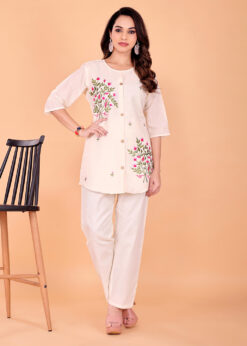 Surili Off White Khadi Cotton Embroidered Tunic Kurti Ethnic Wear