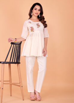 Surili Off White Khadi Cotton Embroidered Tunic Kurti Ethnic Wear