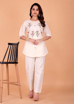 Surili Off White Khadi Cotton Embroidered Tunic Ethnic Wear