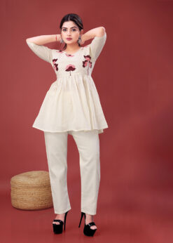 Surili Off White Khadi Cotton Embroidered Tunic Kurti Ethnic Wear