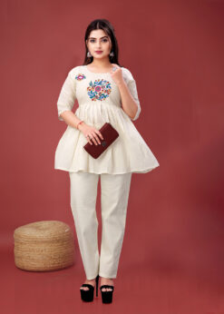 Surili Off White Khadi Cotton Embroidered Tunic Kurti Ethnic Wear