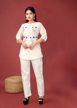 Alternative view of Surili Off White Khadi Cotton Embroidered Kurti Ethnic Wear