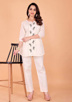 Surili Off White Khadi Cotton Embroidered Comfortable Ethnic and Daily Wear