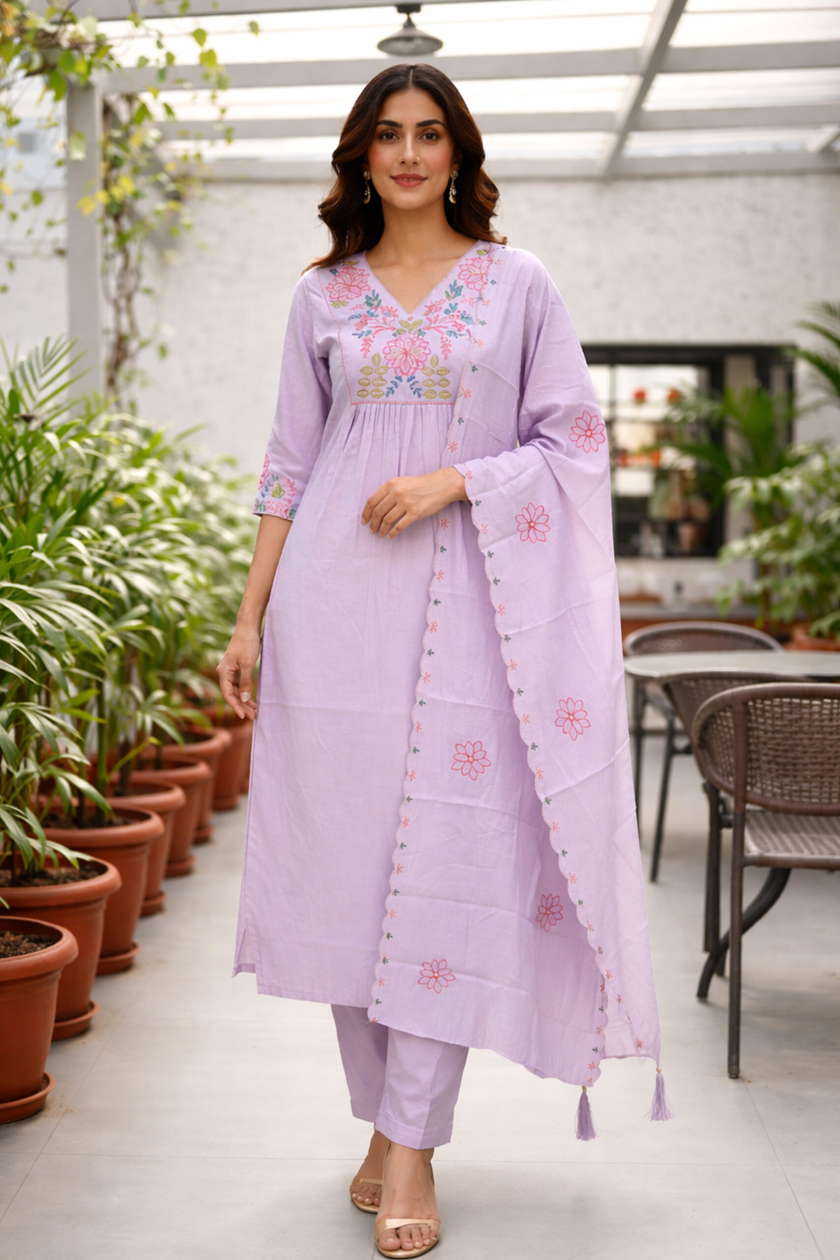 Surili Purple Heay Roman Silk With Embroidery Work Embroidery Kurta Set - Image 2