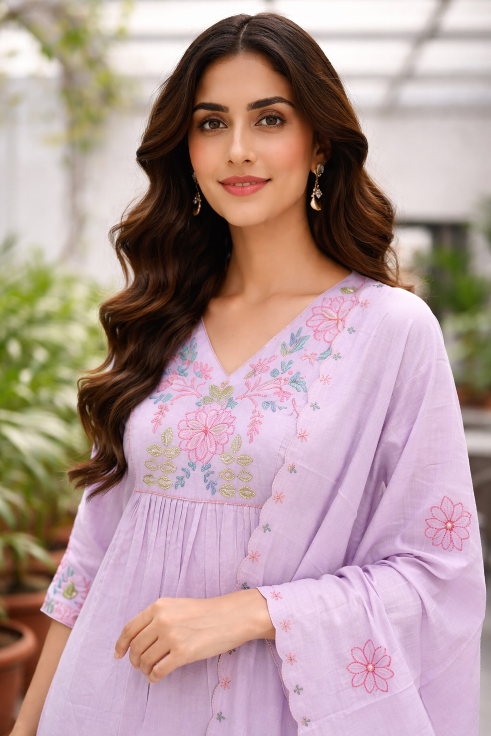 Surili Purple Heay Roman Silk With Embroidery Work Embroidery Kurta Set - Image 3