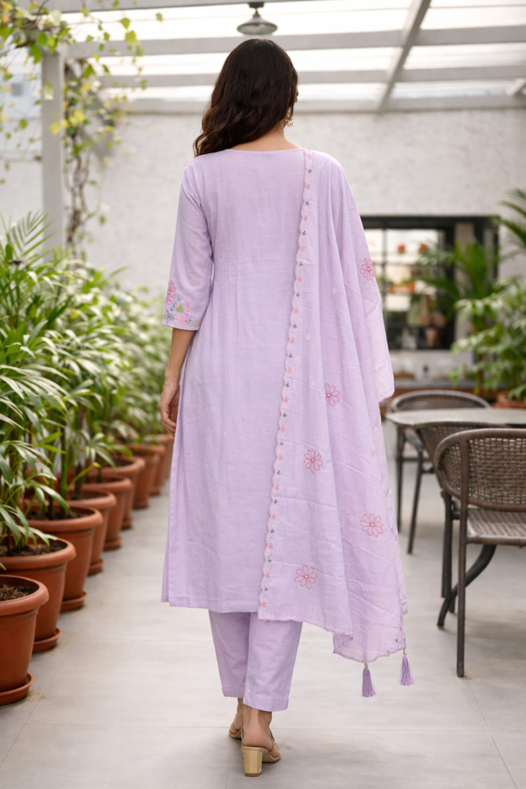 Surili Purple Heay Roman Silk With Embroidery Work Embroidery Kurta Set - Image 5