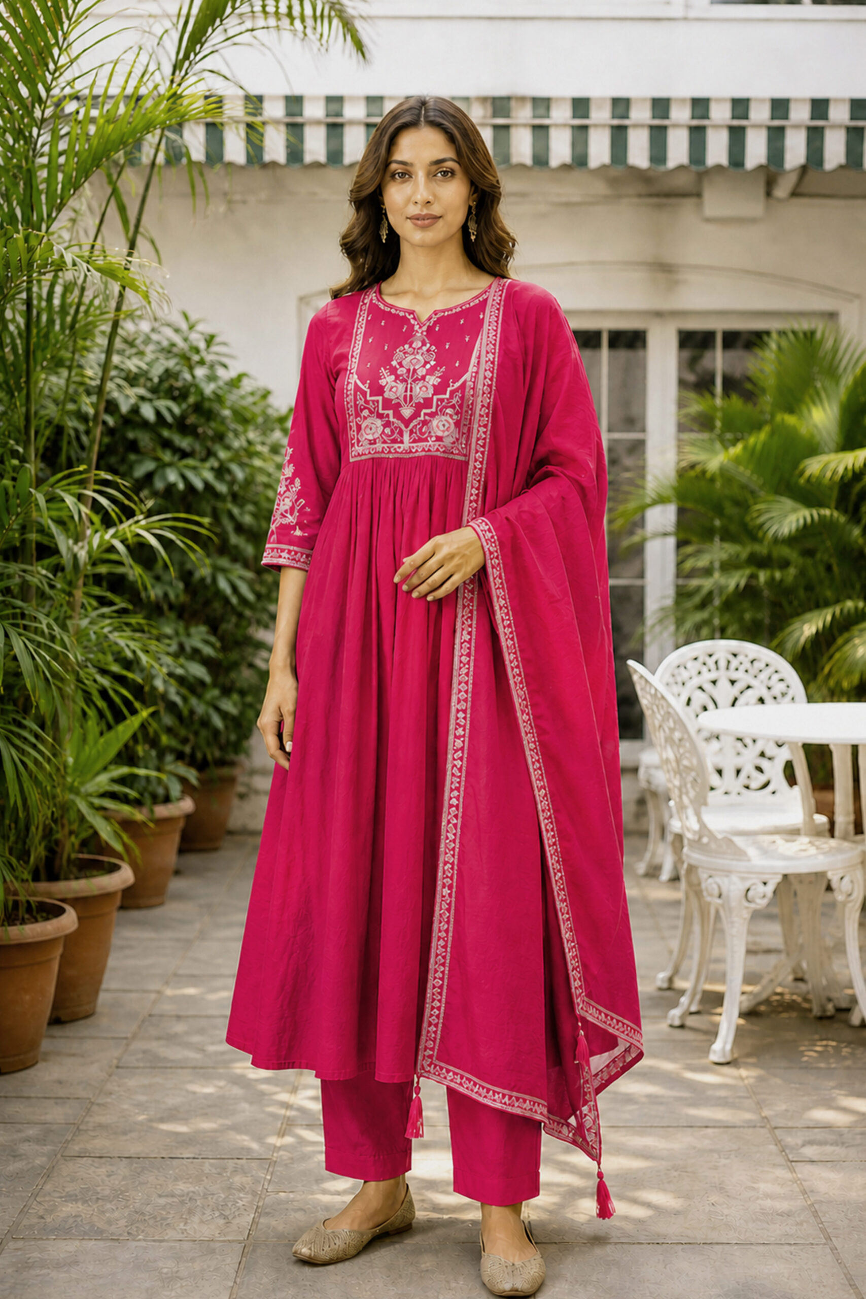 Surili Pink Heay Roman Silk With Embroidery Work Embroidery Kurta Set