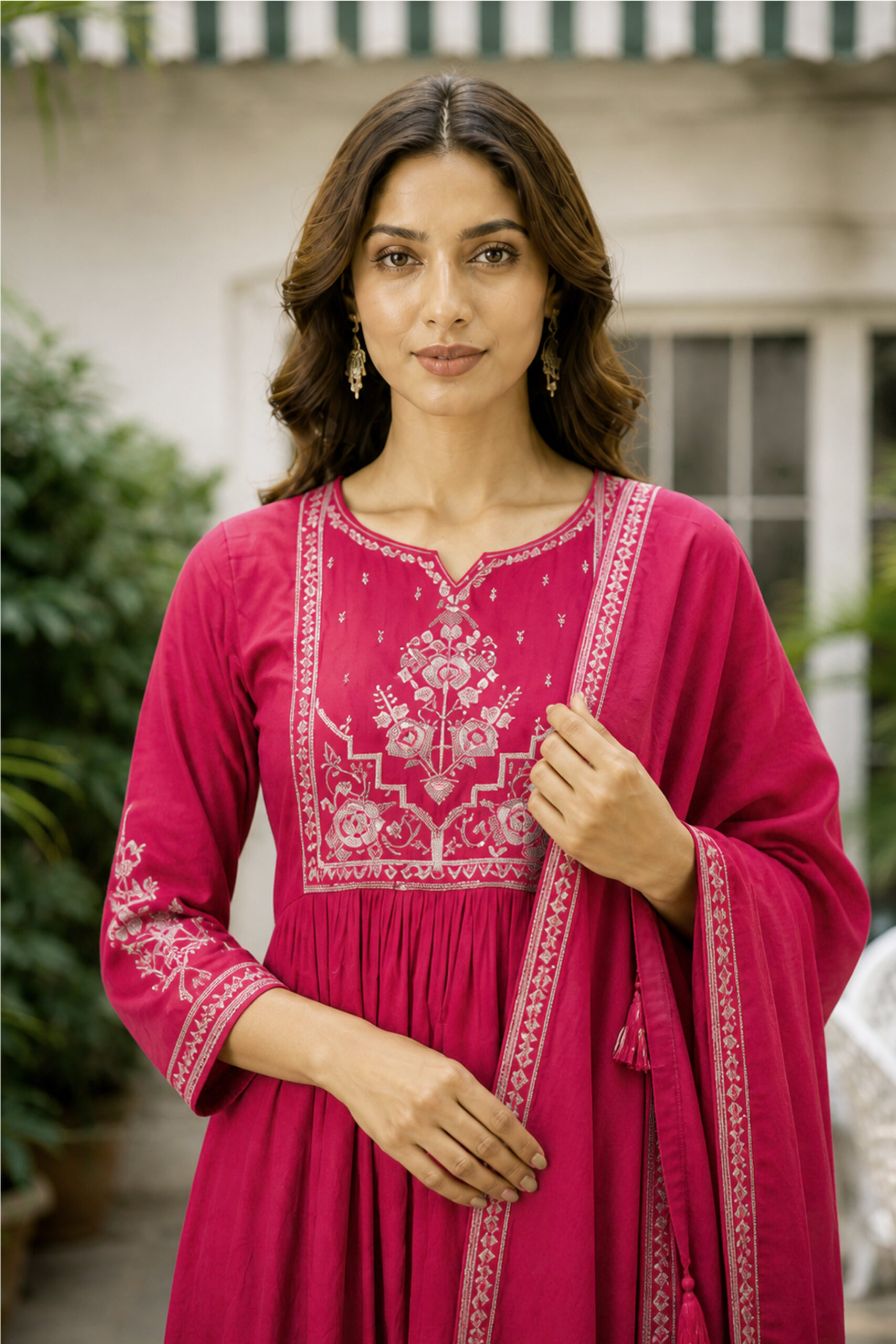 Surili Pink Heay Roman Silk With Embroidery Work Embroidery Kurta Set - Image 3