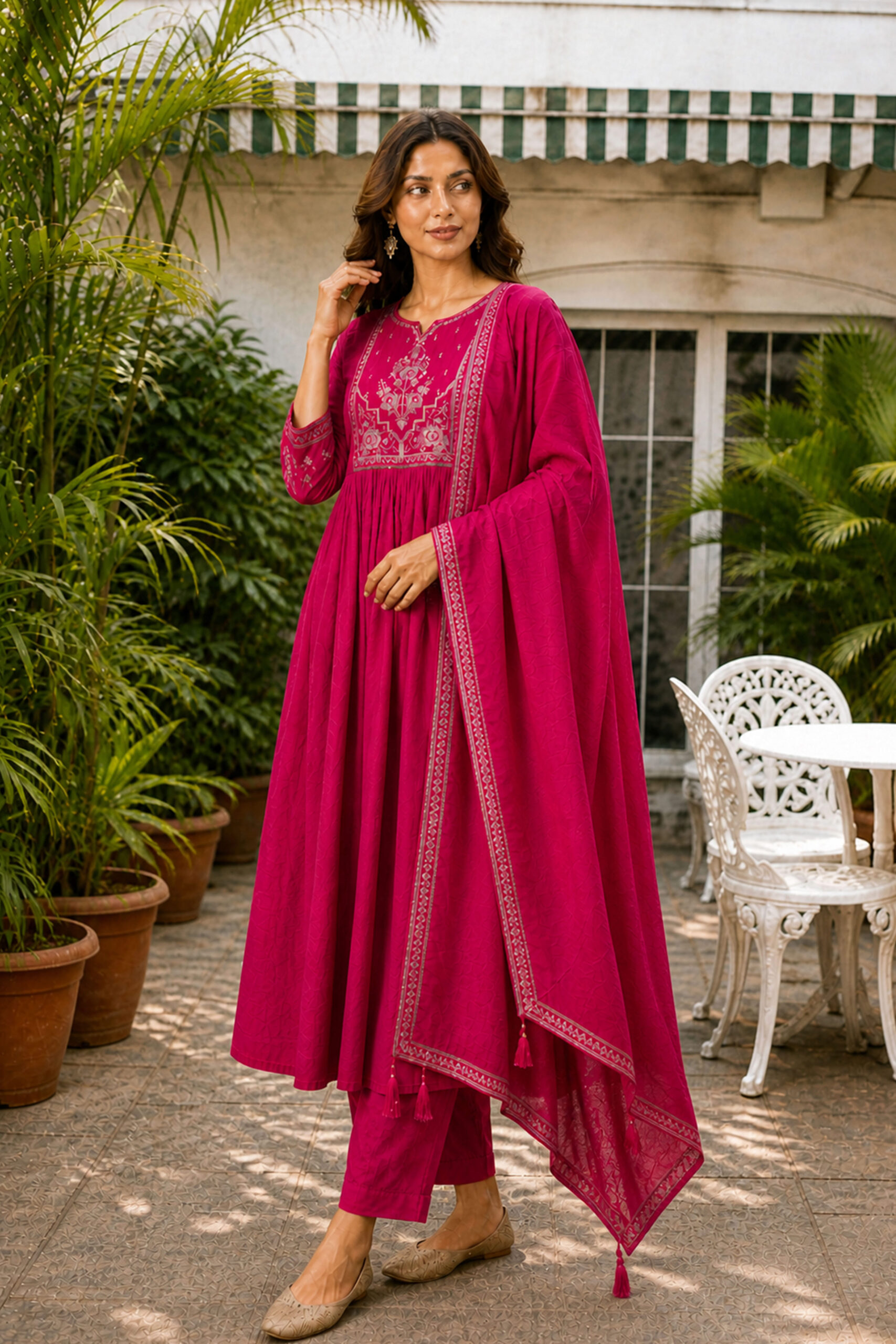 Surili Pink Heay Roman Silk With Embroidery Work Embroidery Kurta Set - Image 4