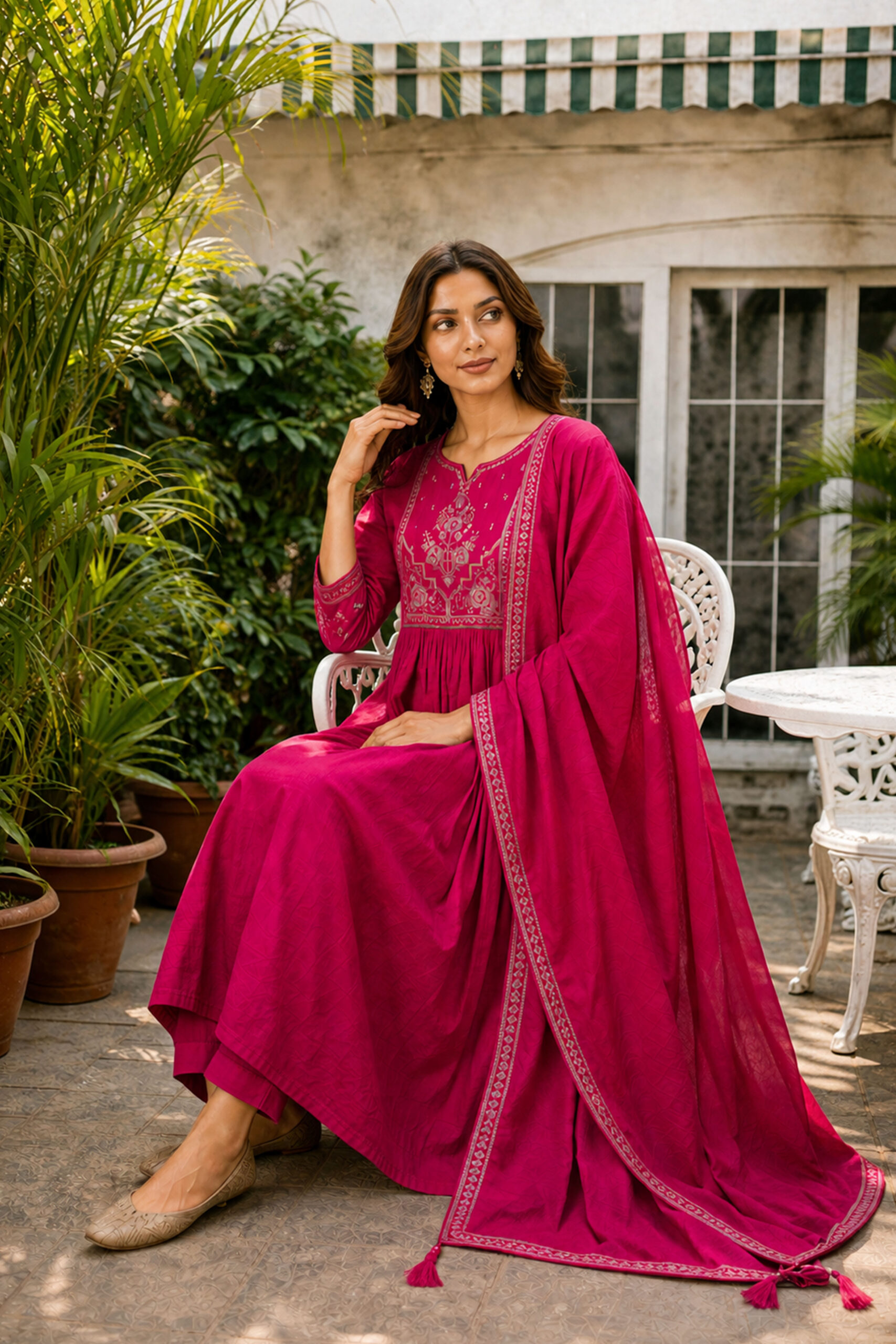 Surili Pink Heay Roman Silk With Embroidery Work Embroidery Kurta Set - Image 5