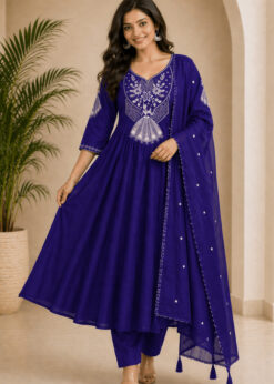 Alternative view of Surili Violet Heay Roman Silk With Embroidery Work Embroidery  Kurta Set
