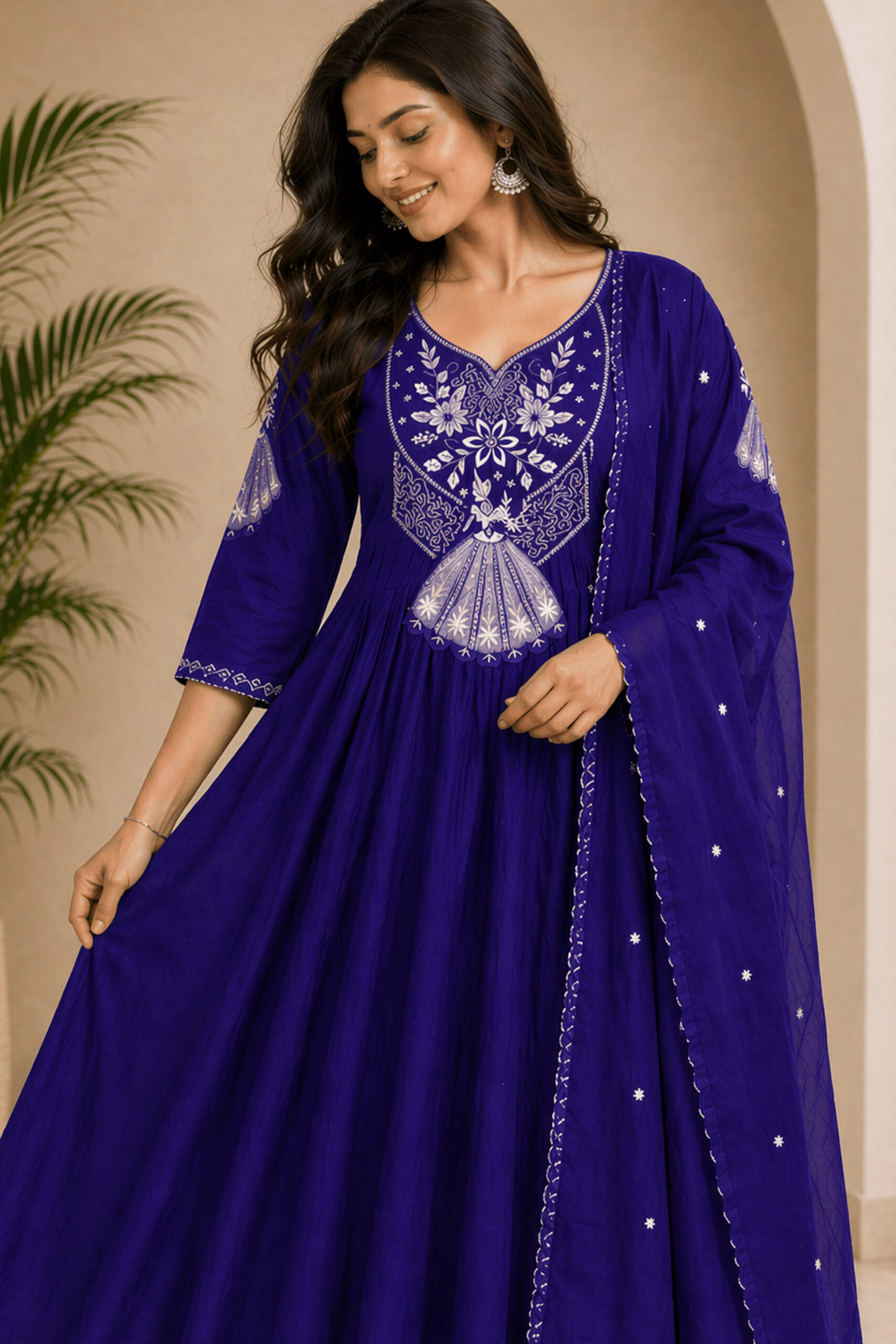 Surili Violet Heay Roman Silk With Embroidery Work Embroidery Kurta Set - Image 3