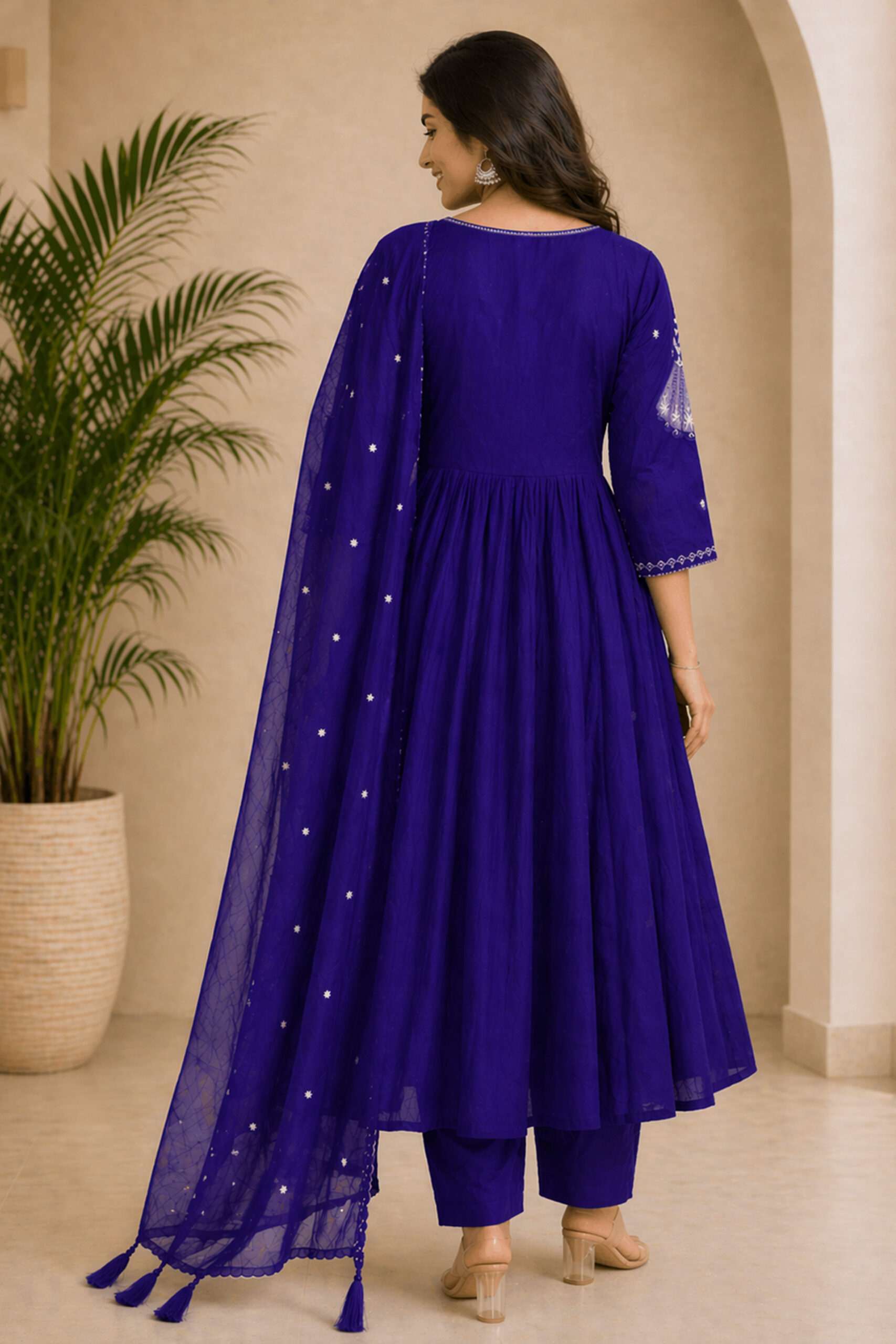 Surili Violet Heay Roman Silk With Embroidery Work Embroidery Kurta Set - Image 5