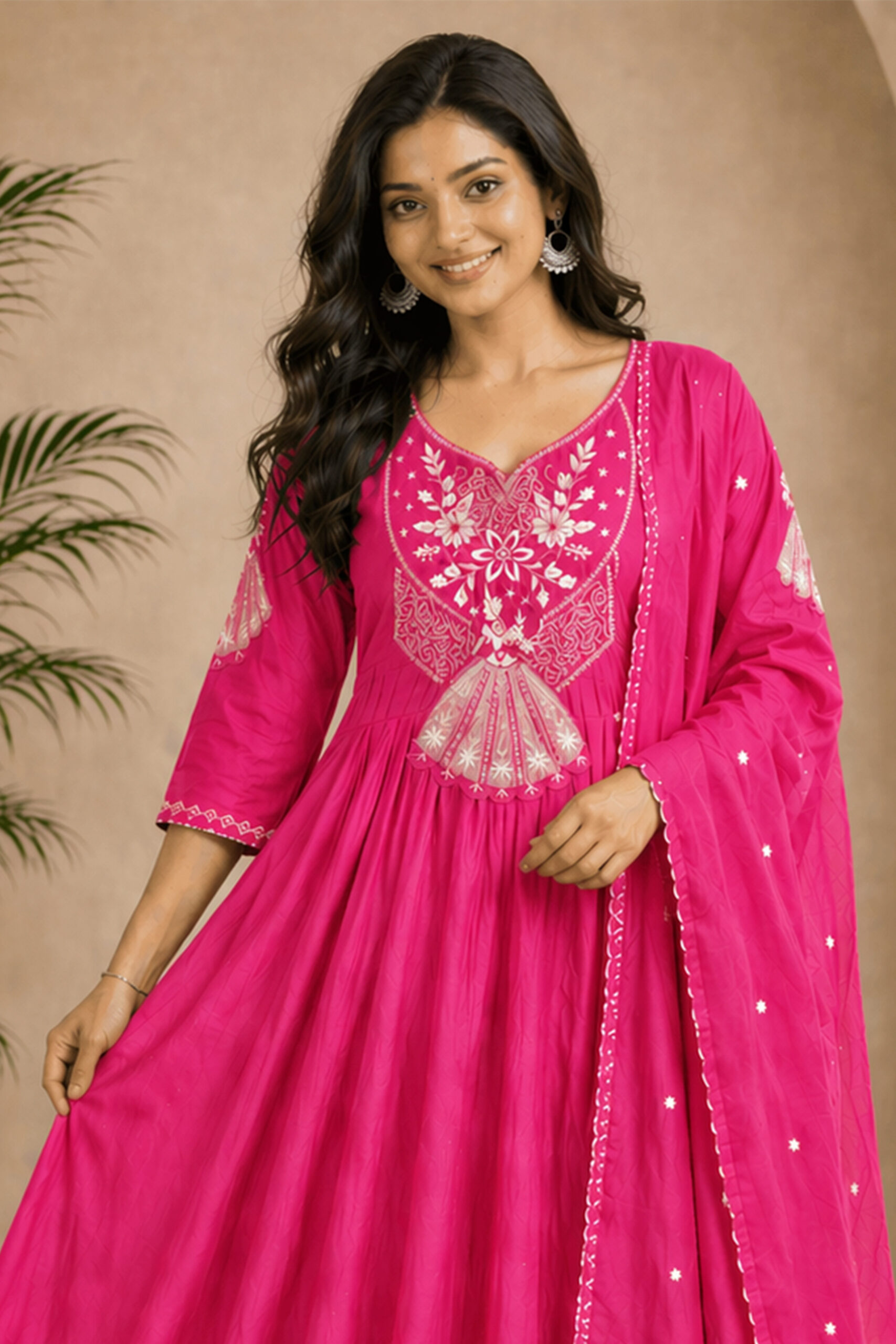 Surili Pink Heay Roman Silk With Embroidery Work Embroidery Kurta Set - Image 3