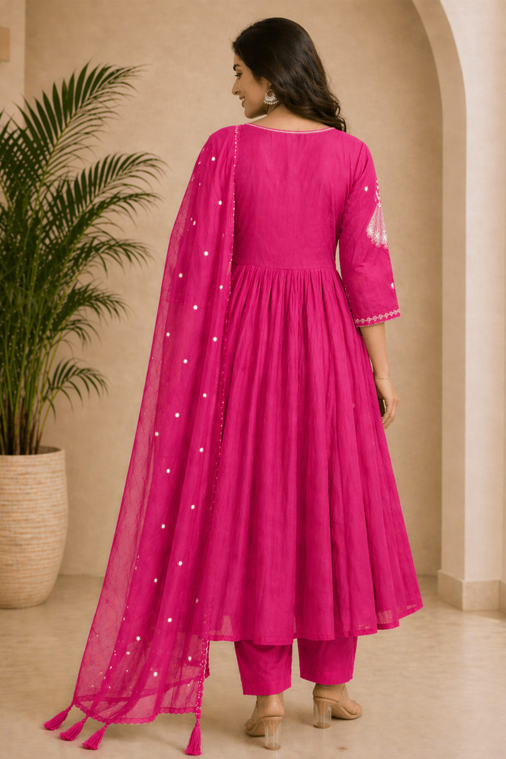 Surili Pink Heay Roman Silk With Embroidery Work Embroidery Kurta Set - Image 5