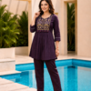 Surili Violet Cotton Blend With Embroidery Work Embroidery  Co-Ord Set