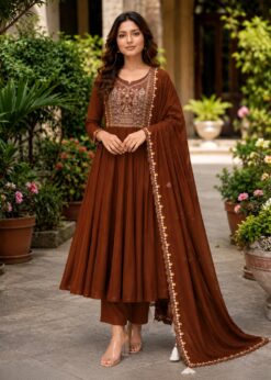 Alternative view of Surili Brown Heay Roman Two Tone Silk With Embroidery Work Embroidery Kurta Set