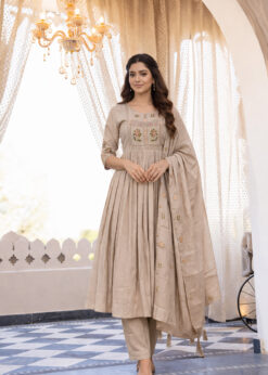 Surili Cream Heay Roman Silk With Embroidery Work Embroidery  Kurta Set