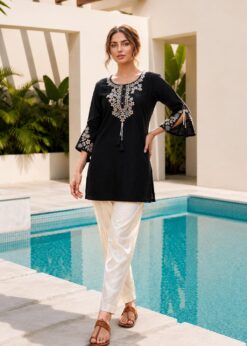 Surili Black Heavy Rayon With Embroidery Work Embroidery Tunic