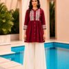 Surili Maroon Dabu Cotton With Embroidery Work Embroidery Tunic